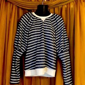 SAYLOR Navy and White Striped Sweater